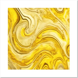 YELLOW LIQUID MARBLE DESIGN Posters and Art